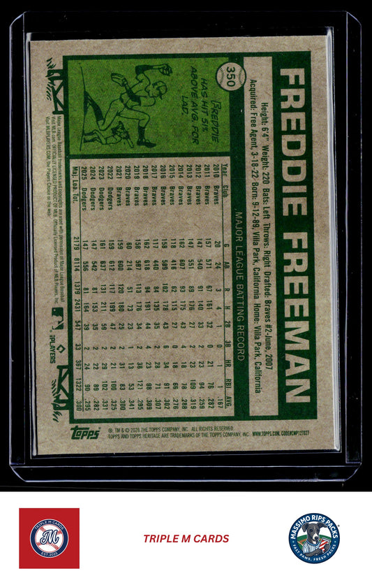 2026 Topps Heritage #350 Freddie Freeman Chrome Light Blue Sparkle Refractors