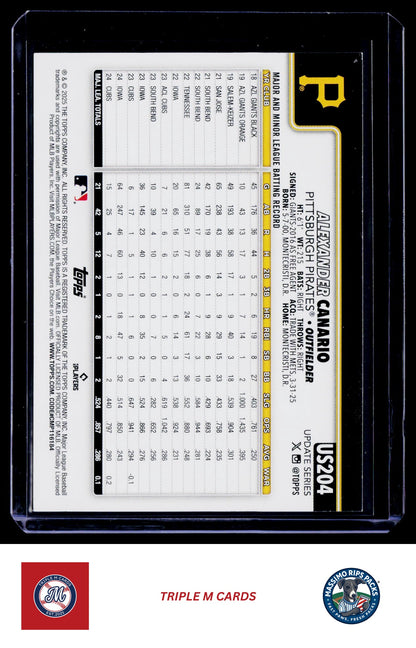2025 Topps Update #US204 Alexander Canario Silver Foilboard