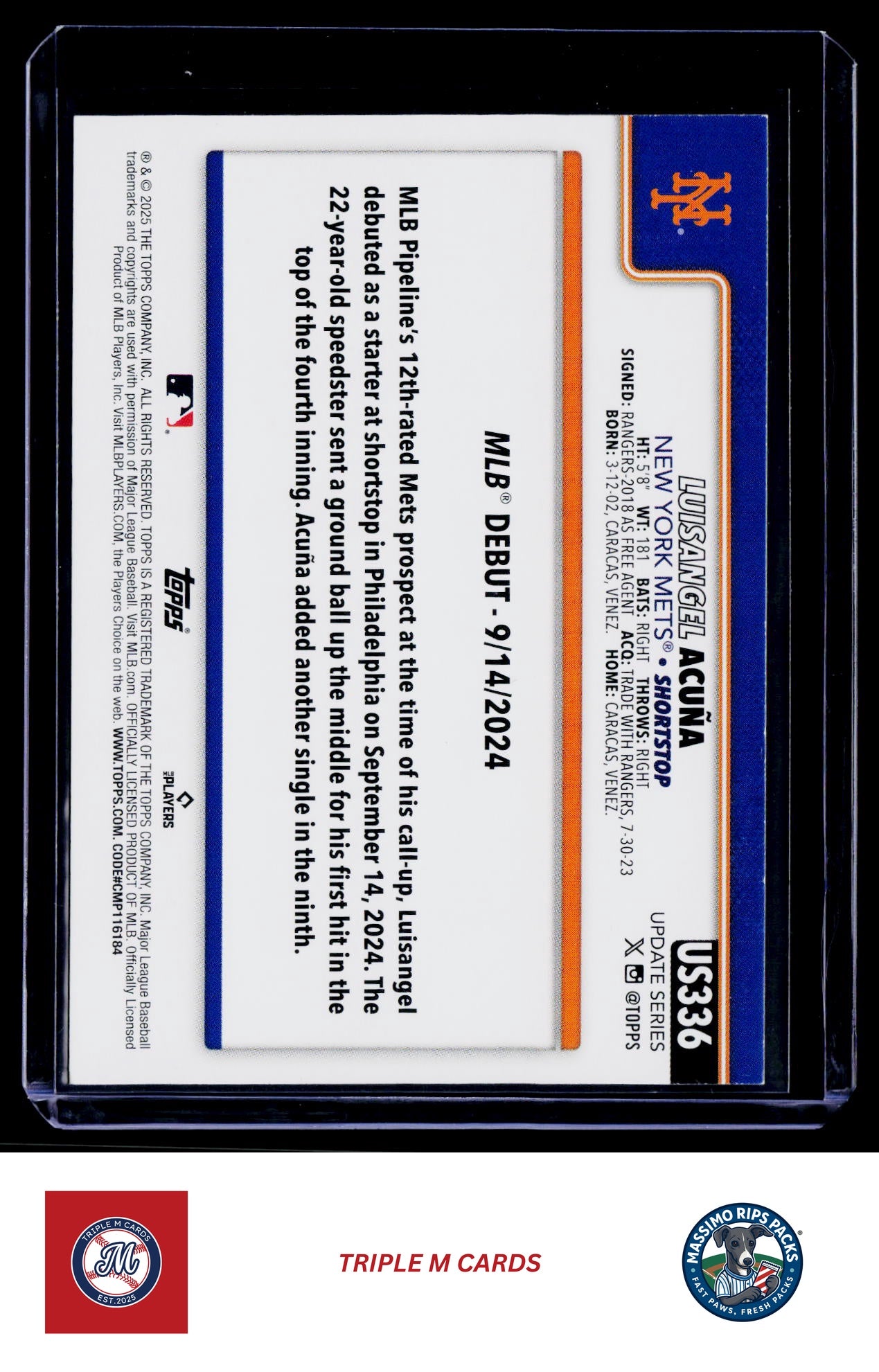 2025 Topps Update #US336 Luisangel Acuña Silver Foilboard