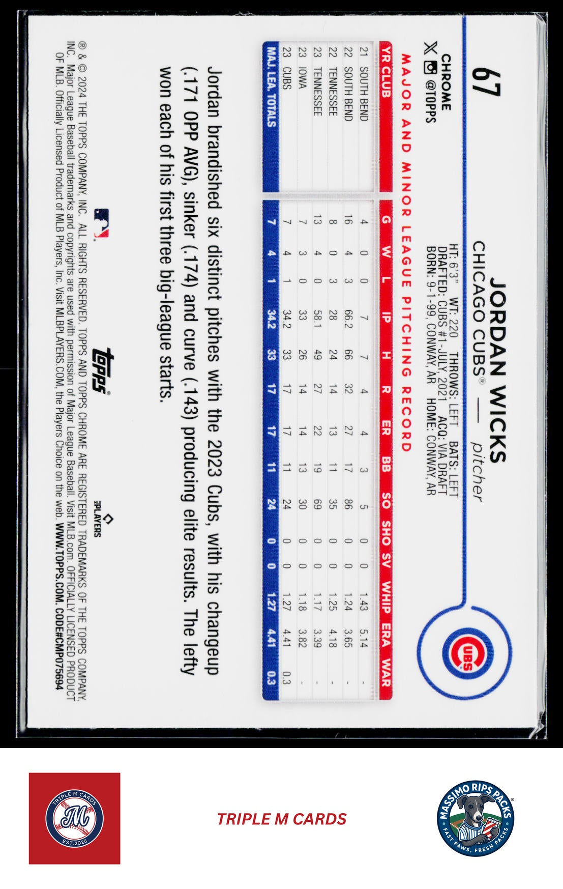 2024 Topps Chrome #67 Jordan Wicks