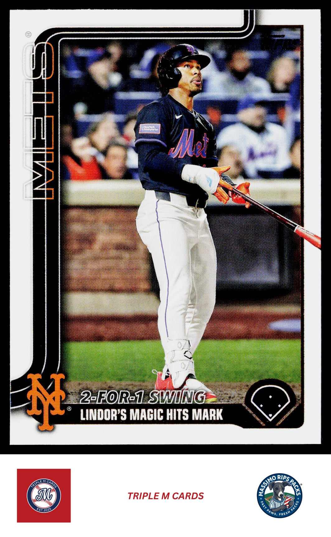 2025 Topps Update #US290 2-For-1 Swing (Francisco Lindor)