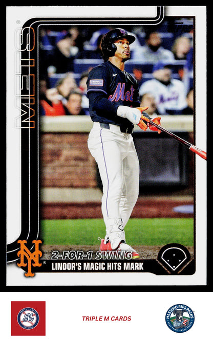 2025 Topps Update #US290 2-For-1 Swing (Francisco Lindor)