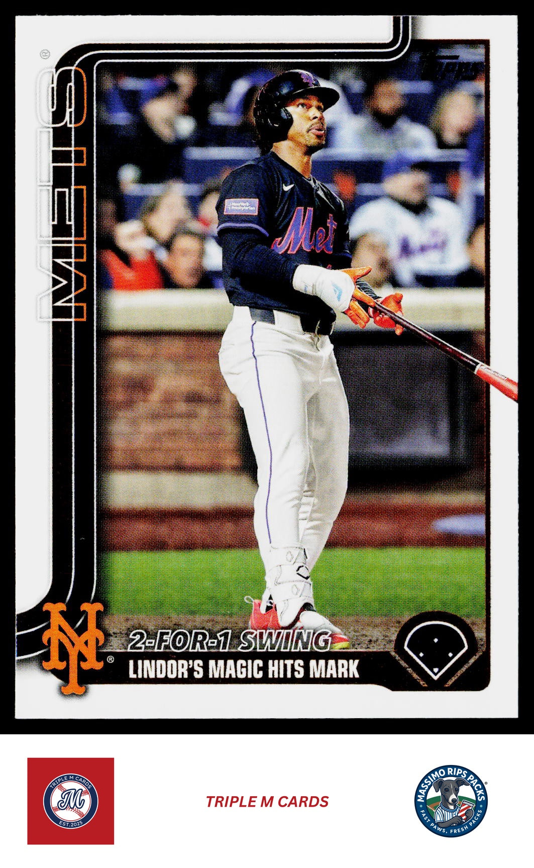 2025 Topps Update #US290 2-For-1 Swing (Francisco Lindor)