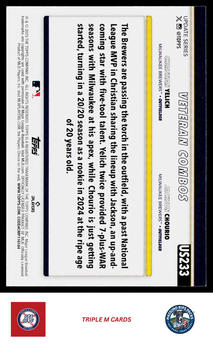 2025 Topps Update #US233 Crew Missiles (Christian Yelich / Jackson Chourio)
