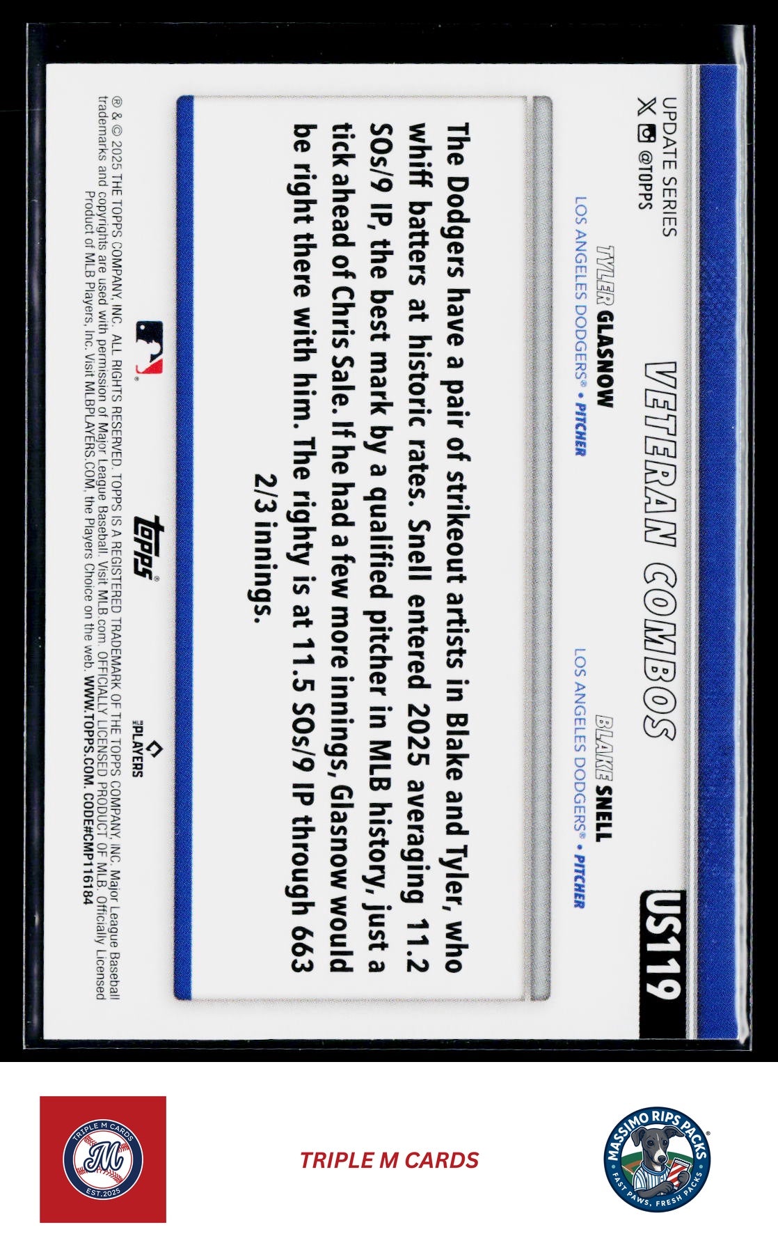 2025 Topps Update #US119 Let 'Em Eat! (Blake Snell / Tyler Glasnow)