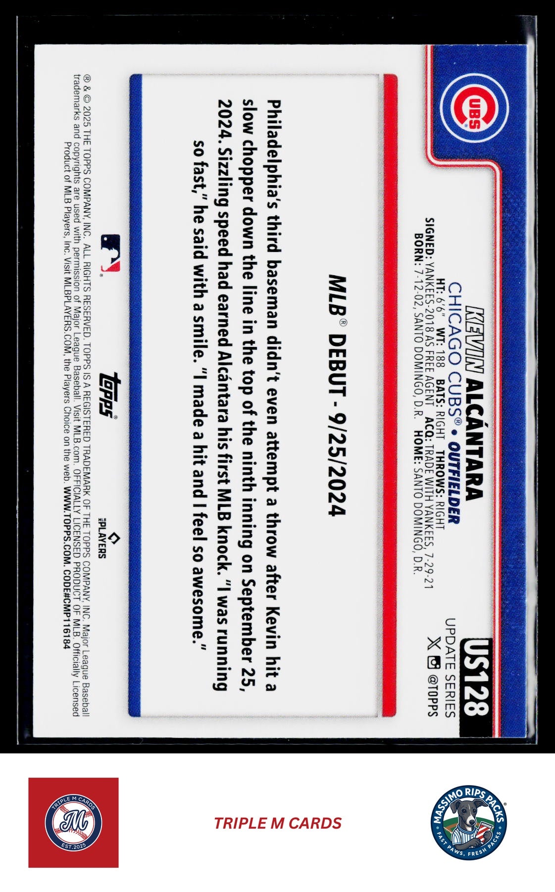 2025 Topps Update #US128 Kevin Alcántara