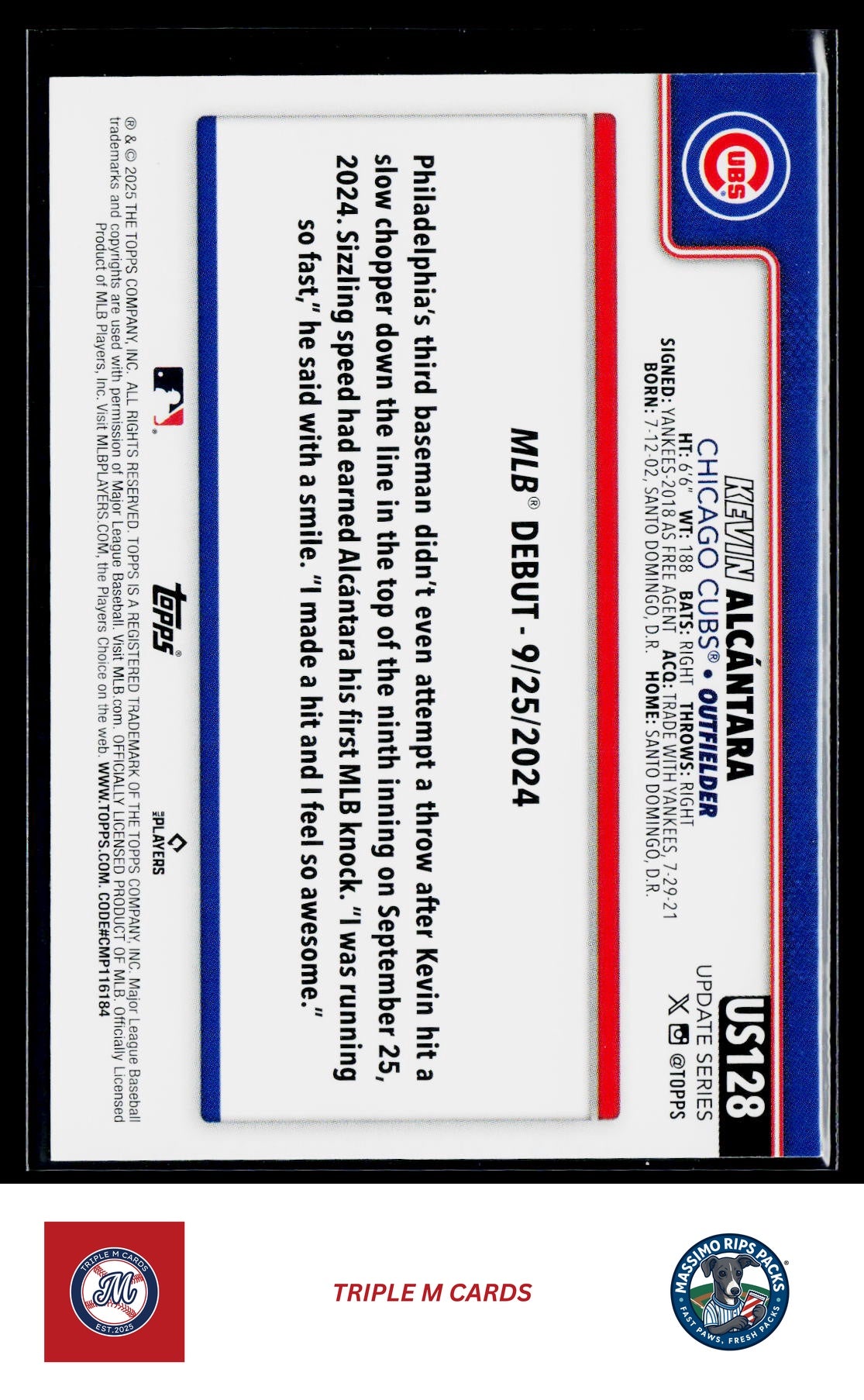 2025 Topps Update #US128 Kevin Alcántara