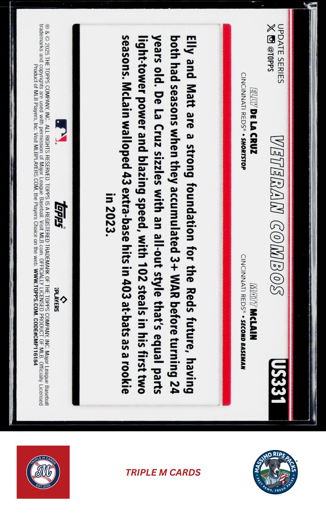 2025 Topps Update #US331 Red-Hot Risers (Elly De La Cruz / Matt McLain)