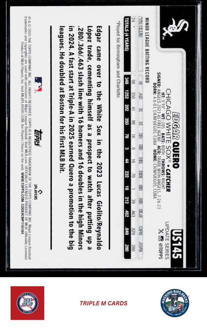 2025 Topps Update #US145 Edgar Quero