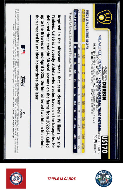 2025 Topps Update #US170 Caleb Durbin
