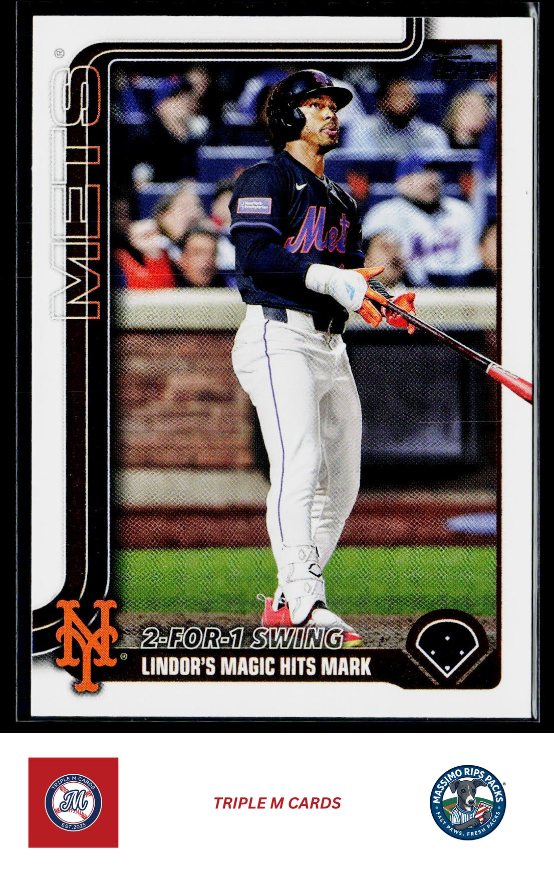 2025 Topps Update #US290 2-For-1 Swing (Francisco Lindor)
