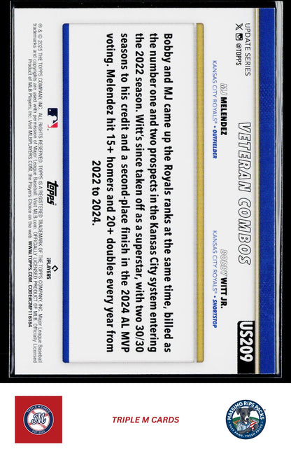 2025 Topps Update #US209 Young &amp; Hungry (MJ Melendez / Bobby Witt Jr.)