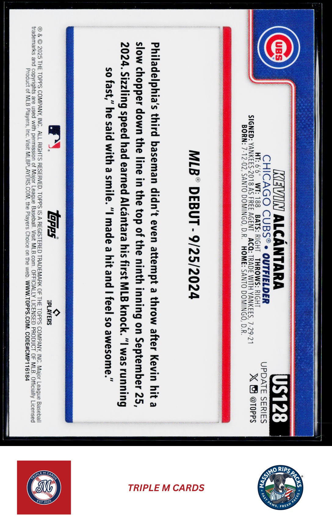 2025 Topps Update #US128 Kevin Alcántara