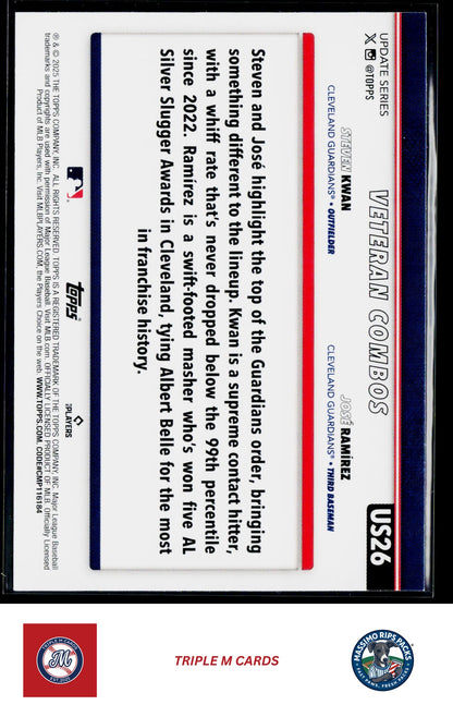 2025 Topps Update #US26 Taking Turns (José Ramírez / Steven Kwan)
