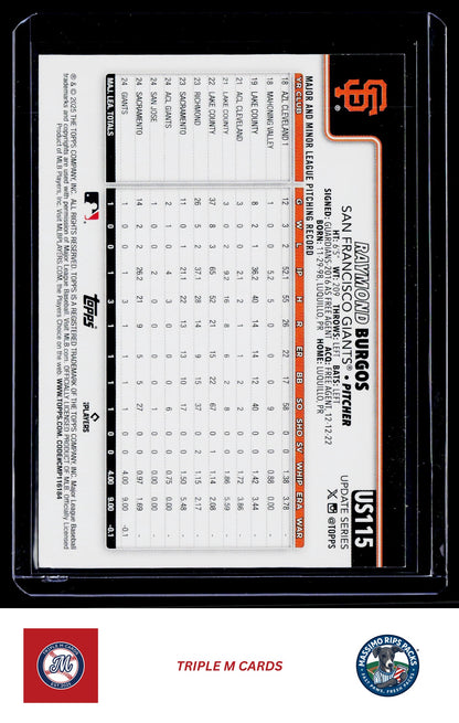 2025 Topps Update #US115 Raymond Burgos Holo Foil