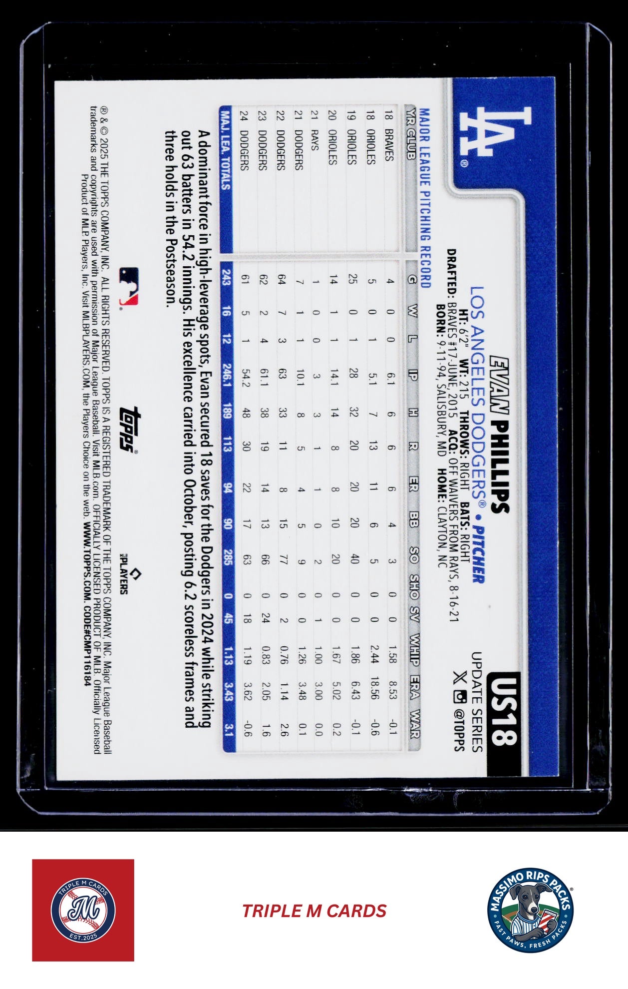 2025 Topps Update #US18 Evan Phillips Holo Foil