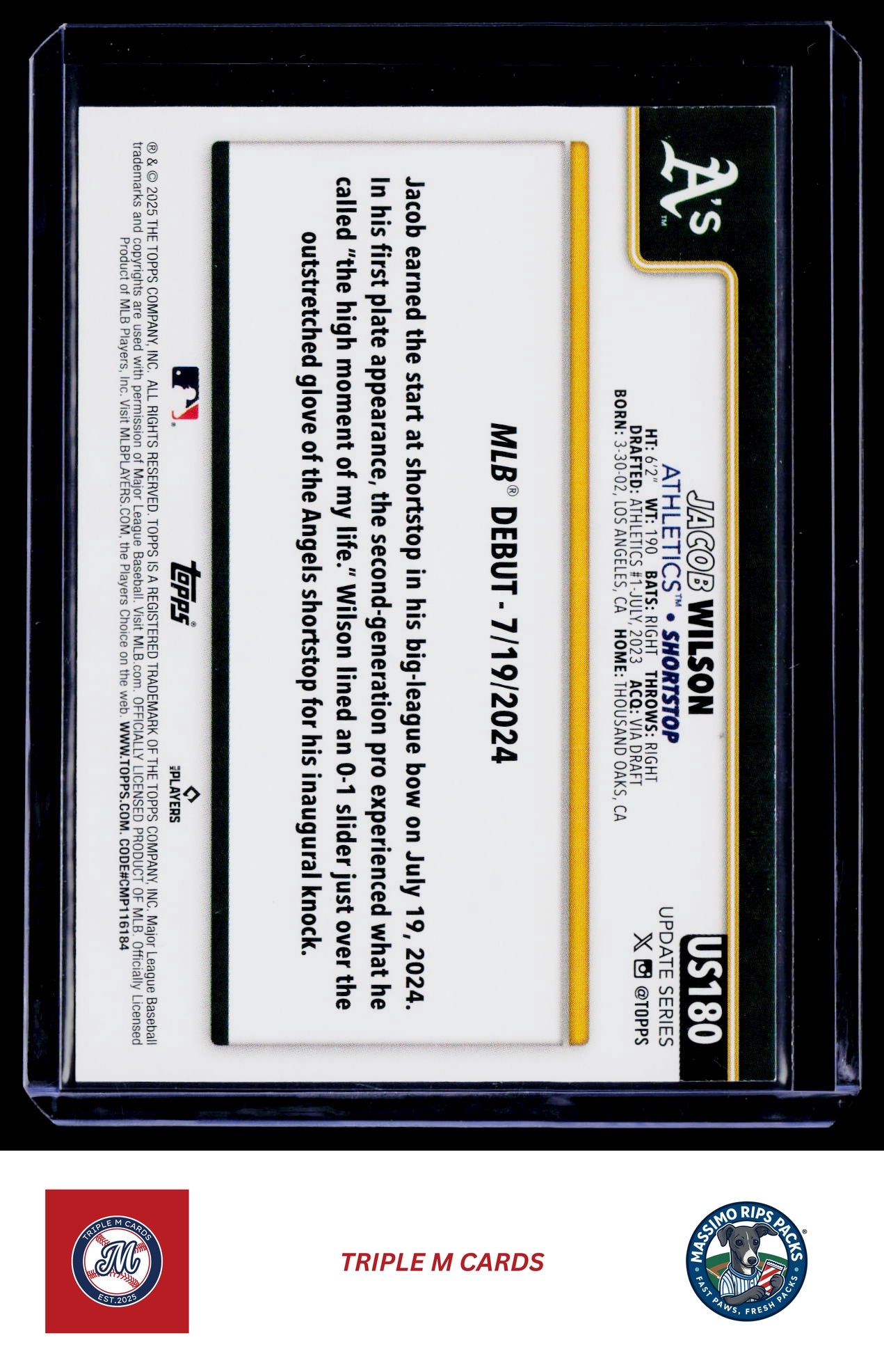 2025 Topps Update #US180 Jacob Wilson