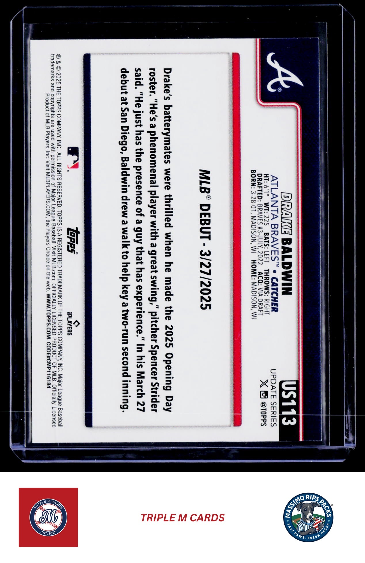 2025 Topps Update #US113 Drake Baldwin