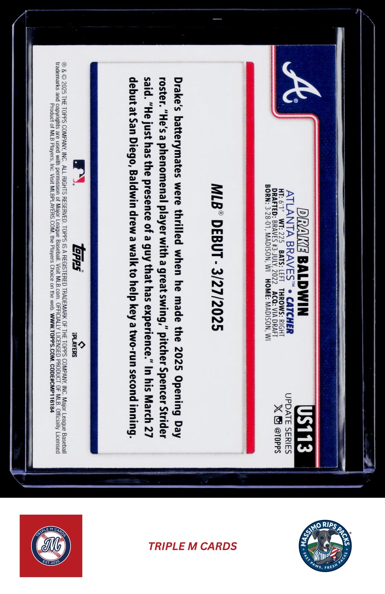 2025 Topps Update #US113 Drake Baldwin