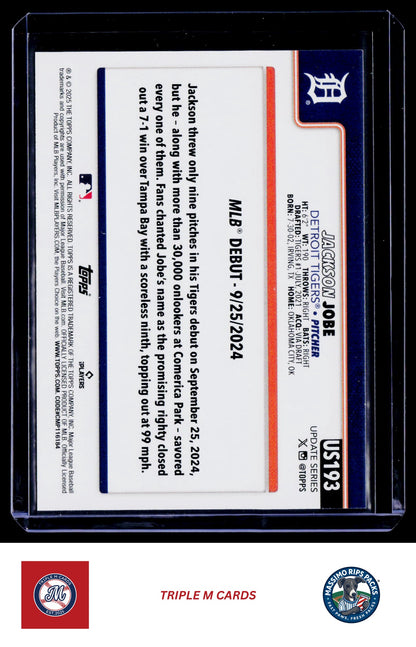 2025 Topps Update #US193 Jackson Jobe