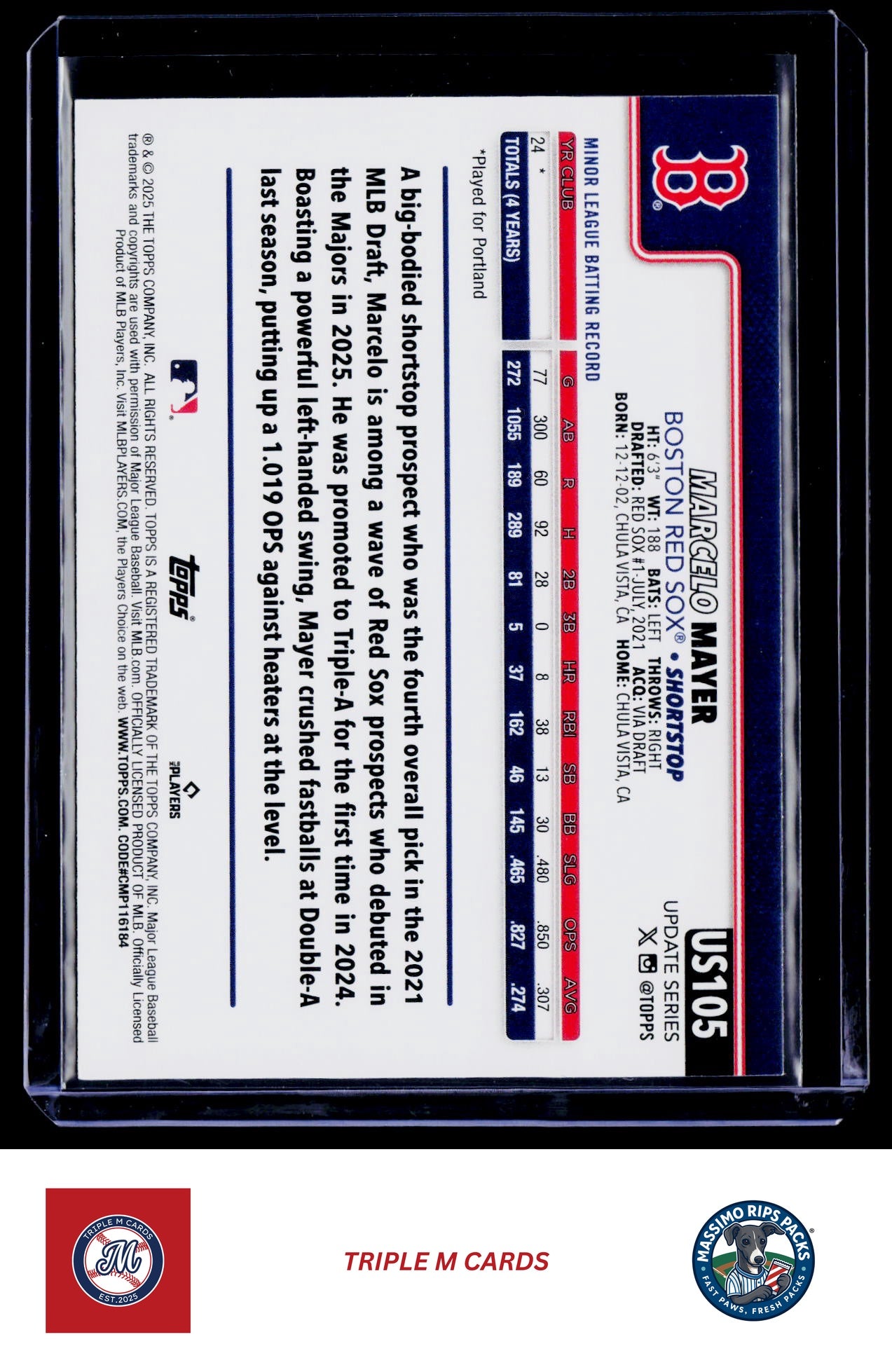 2025 Topps Update #US105 Marcelo Mayer