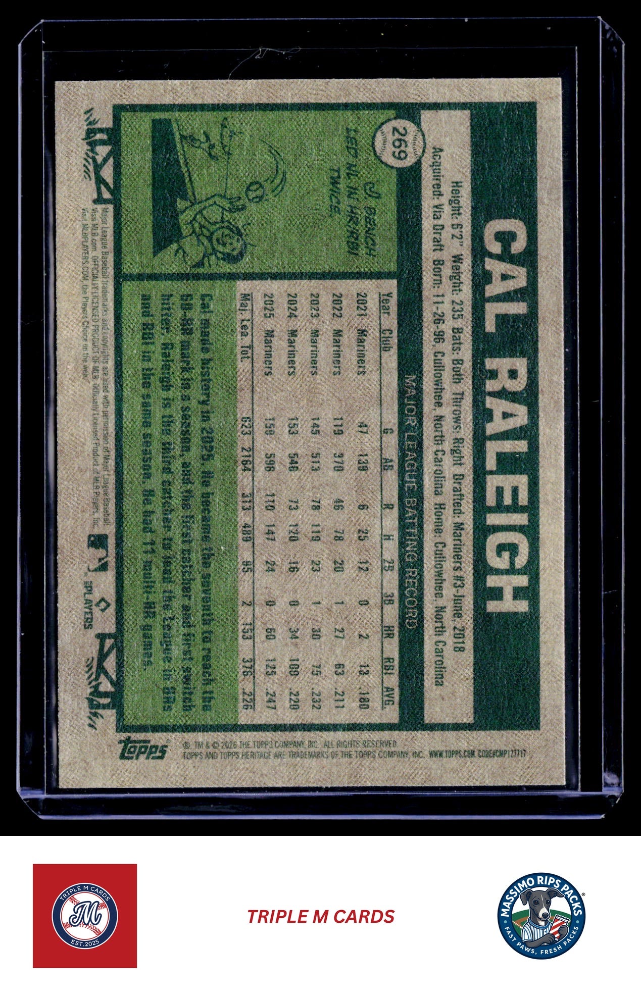 2026 Topps Heritage #269 Cal Raleigh