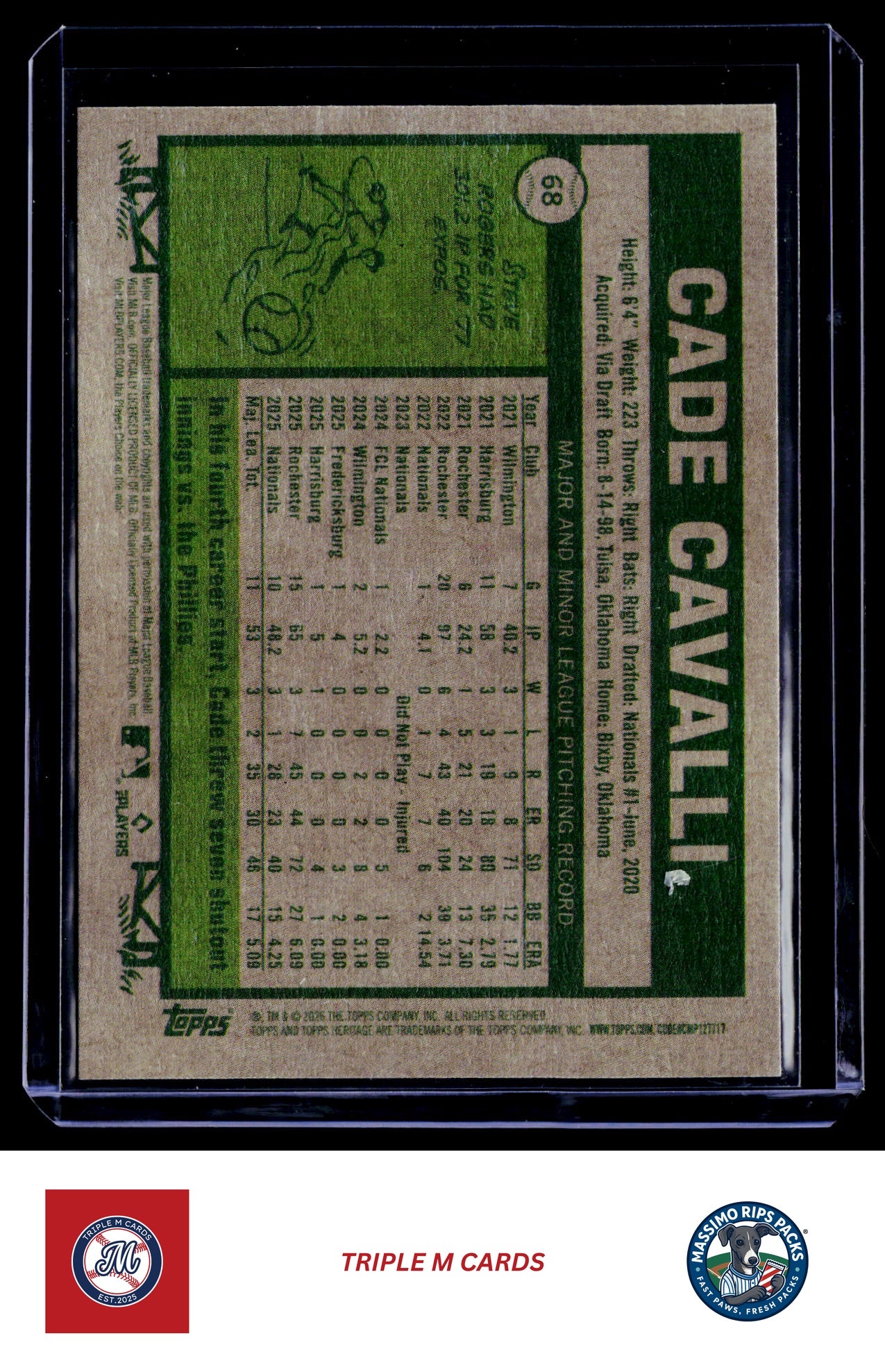 2026 Topps Heritage #68 Cade Cavalli Red