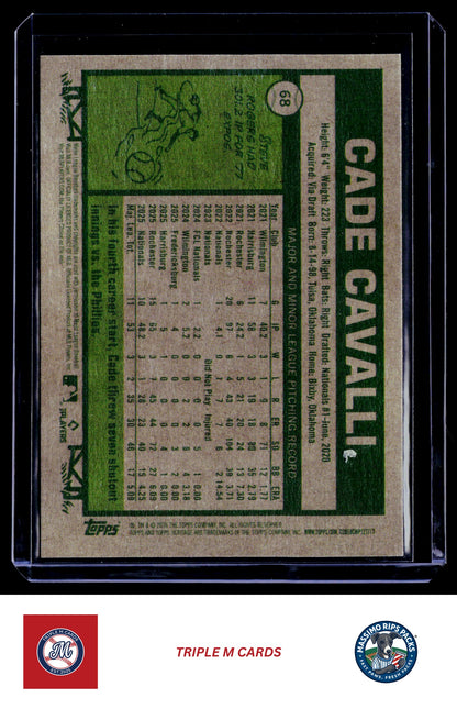 2026 Topps Heritage #68 Cade Cavalli Red