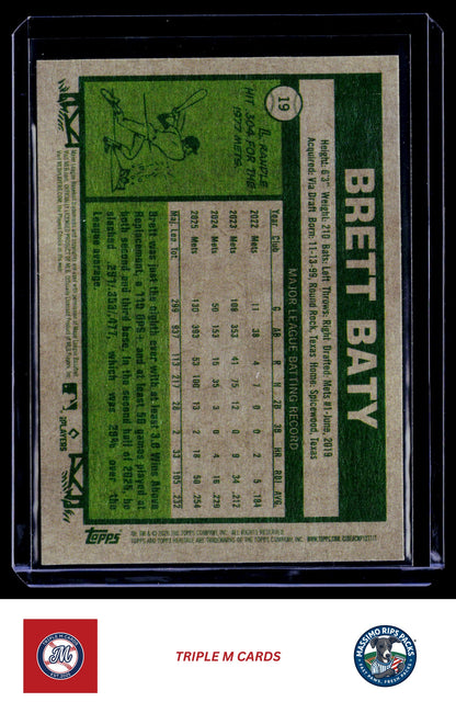 2026 Topps Heritage #19 Brett Baty Red