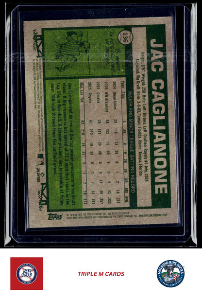2026 Topps Heritage #136 Jac Caglianone Chrome Light Blue Sparkle Refractors