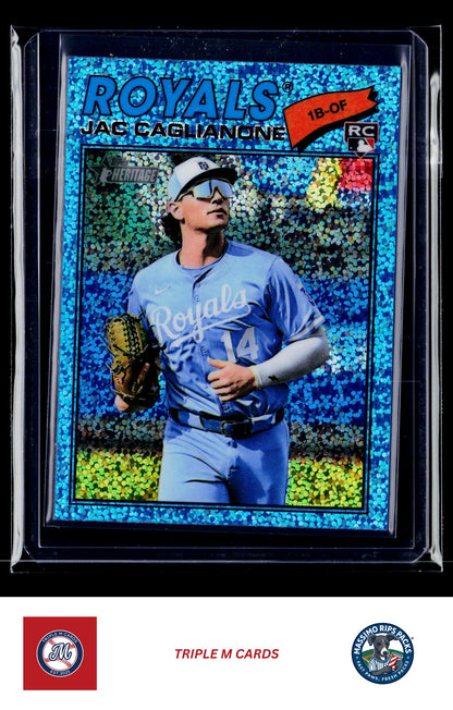 2026 Topps Heritage #136 Jac Caglianone Chrome Light Blue Sparkle Refractors