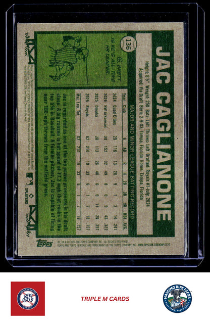 2026 Topps Heritage #136 Jac Caglianone