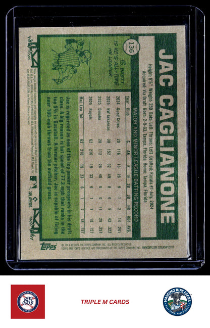 2026 Topps Heritage #136 Jac Caglianone