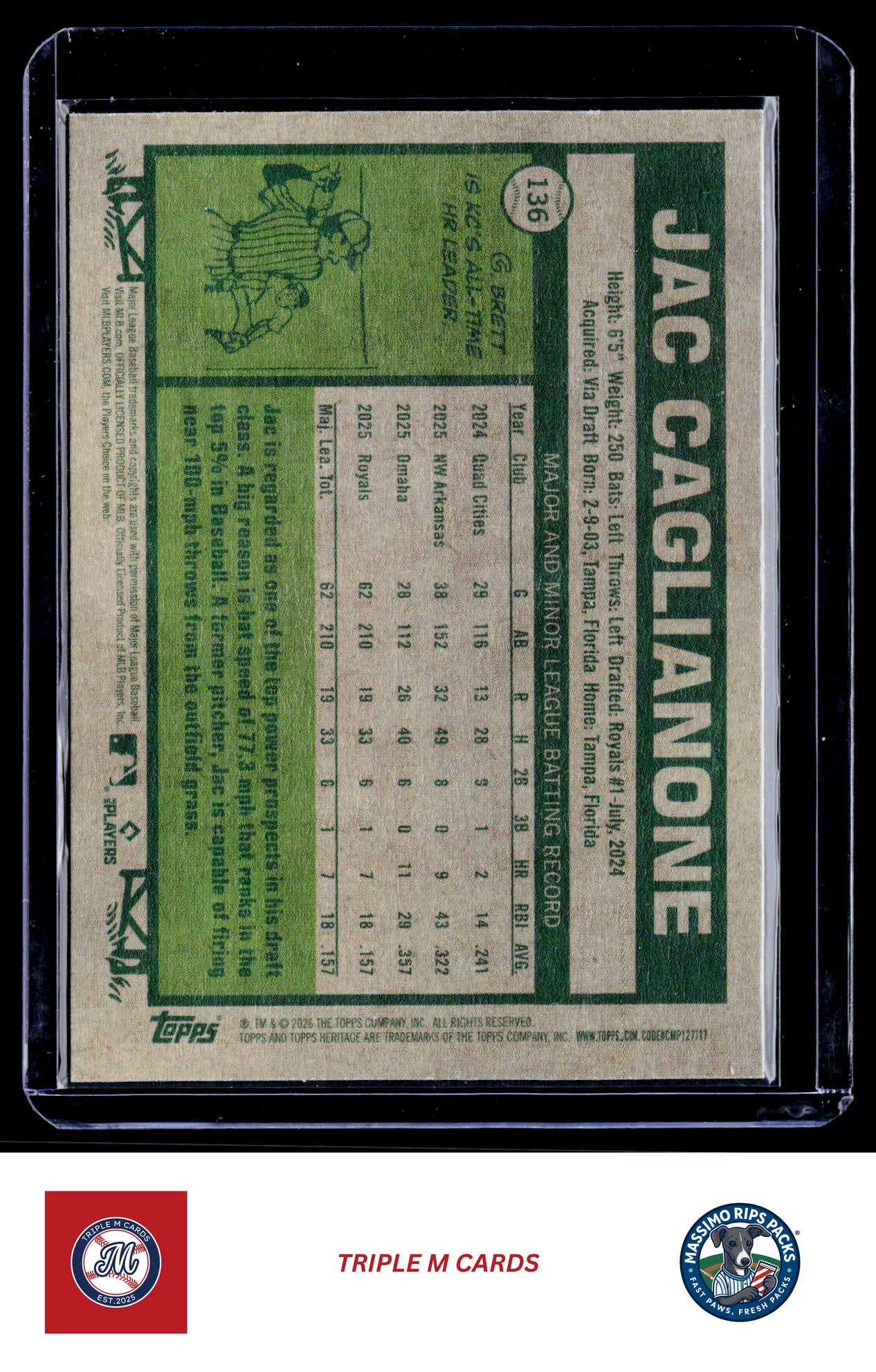 2026 Topps Heritage #136 Jac Caglianone
