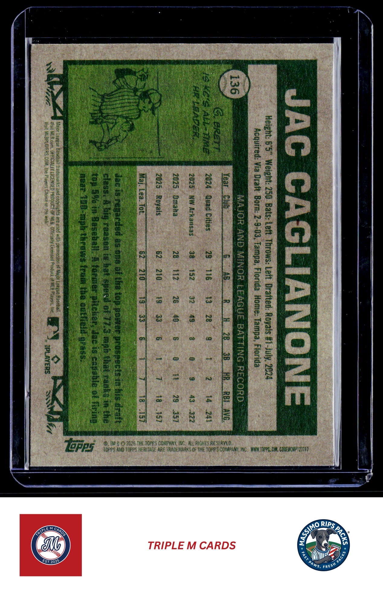 2026 Topps Heritage #136 Jac Caglianone