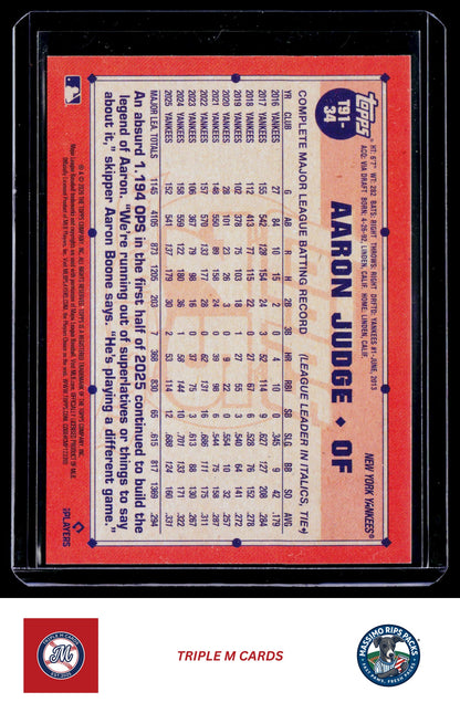 2026 Topps #T91-34 Aaron Judge 1991 Topps Baseball 35th Anniversary (Series One)