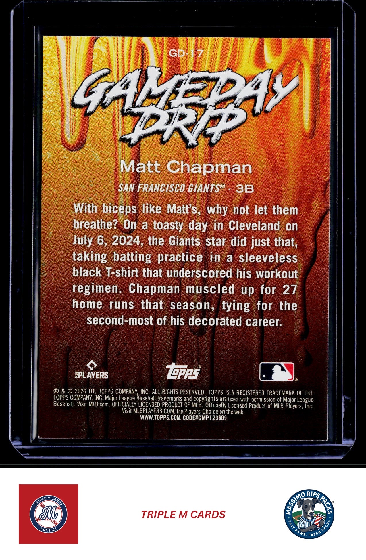 2026 Topps #GD-17 Matt Chapman Gameday Drip