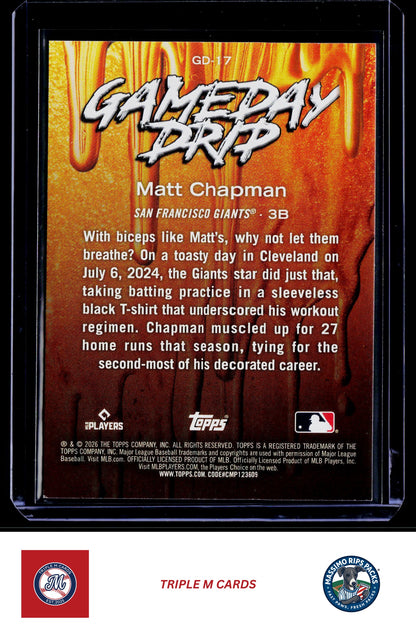 2026 Topps #GD-17 Matt Chapman Gameday Drip