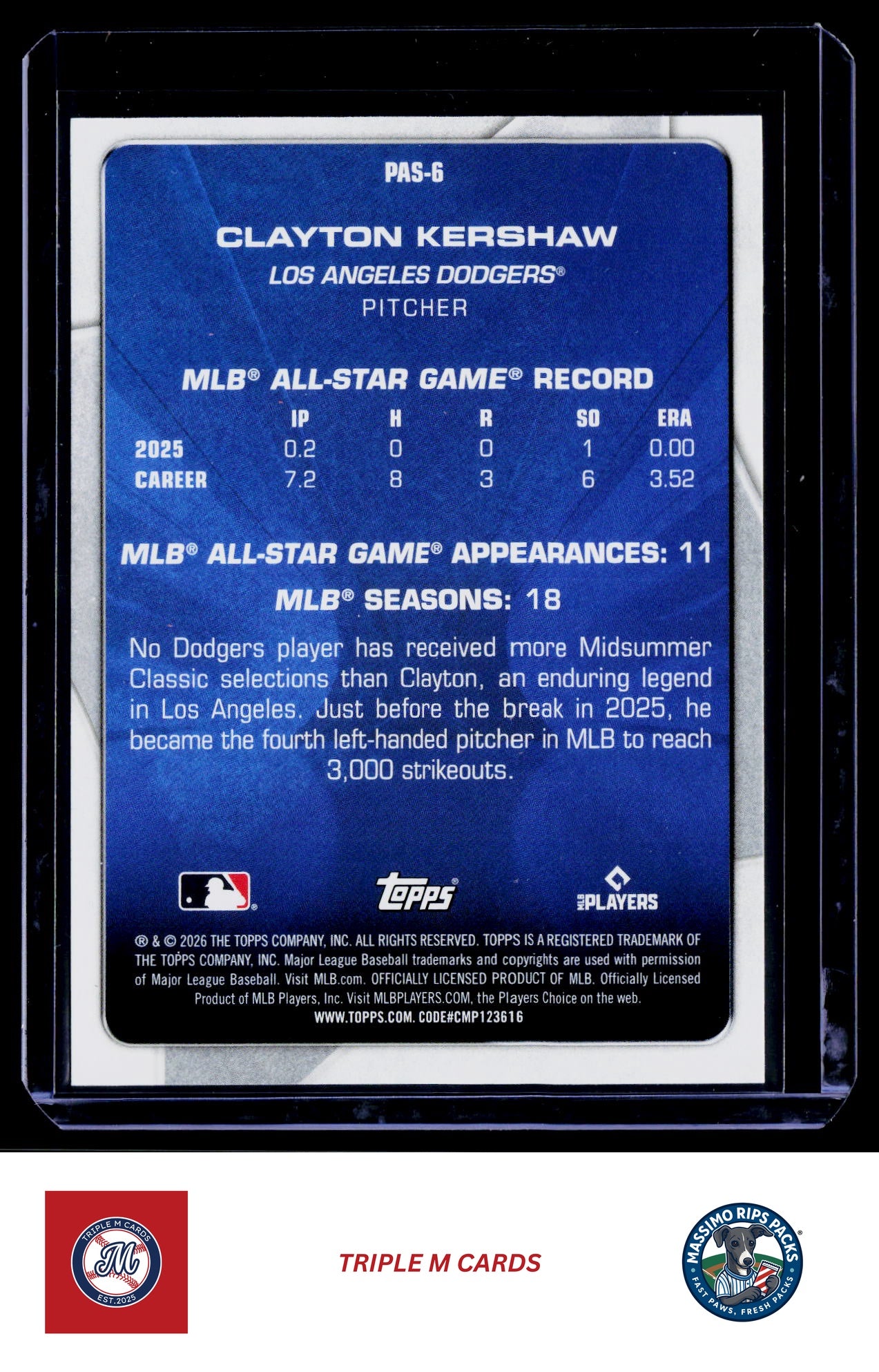 2026 Topps #PAS-6 Clayton Kershaw Perennial All Stars