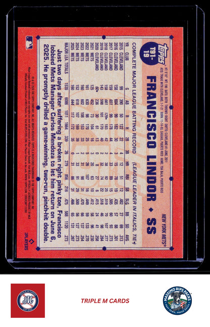 2026 Topps #T91-19 Francisco Lindor