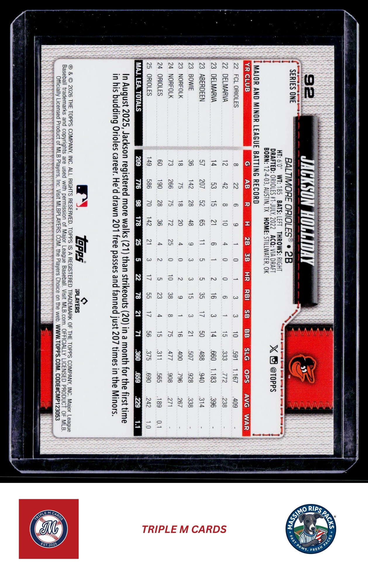 2026 Topps #92 Jackson Holliday Holo Foil