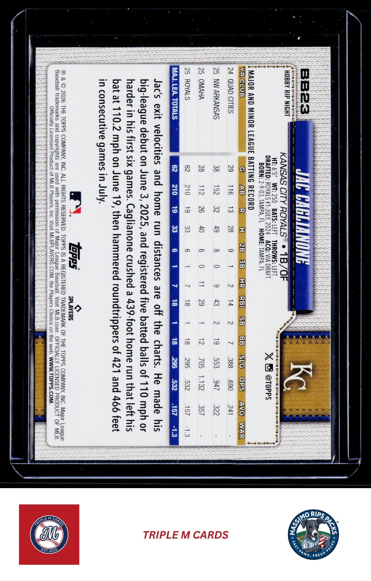 2026 Topps Rip Night #BB23 Jac Caglianone