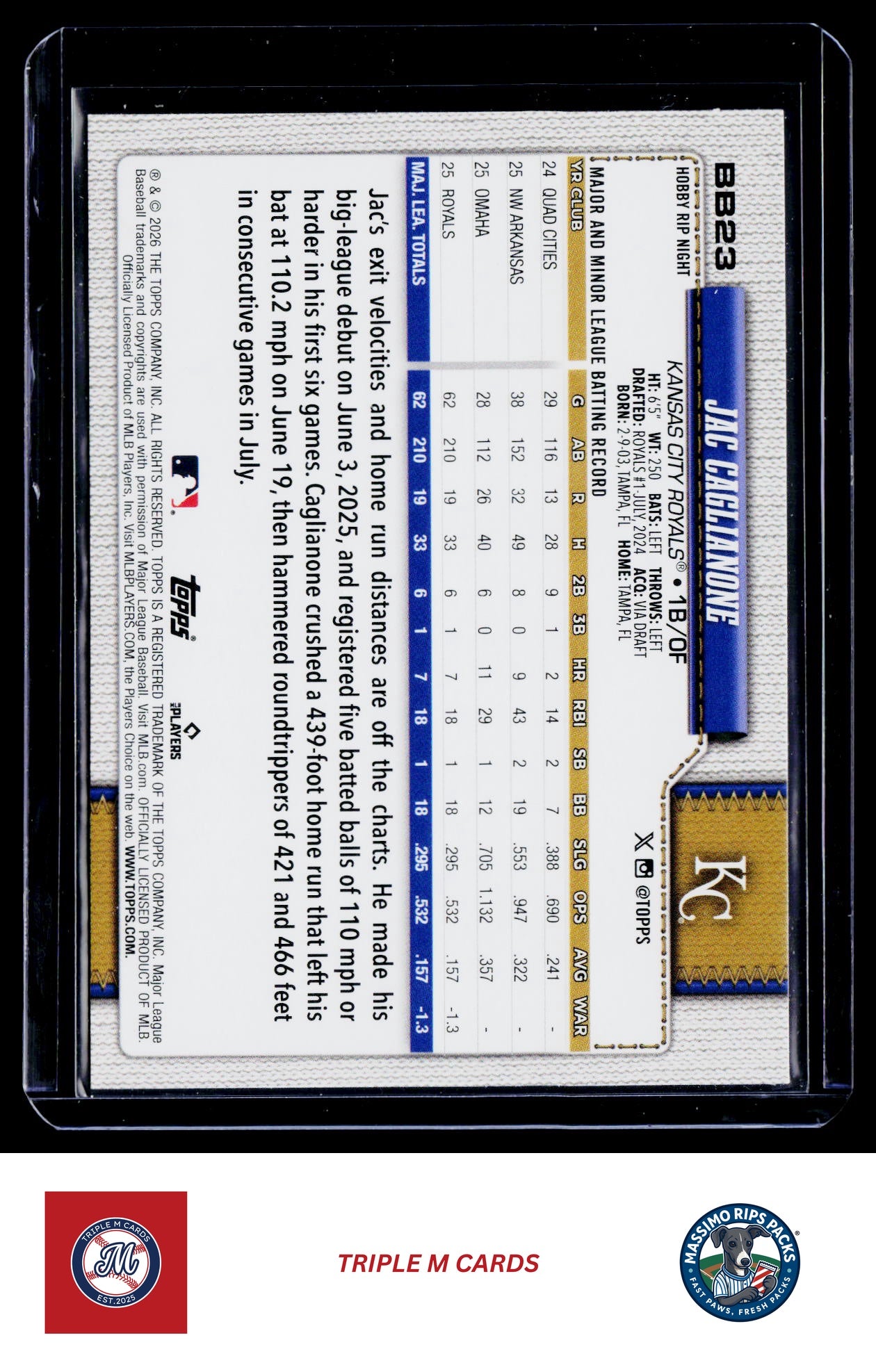 2026 Topps Rip Night #BB23 Jac Caglianone