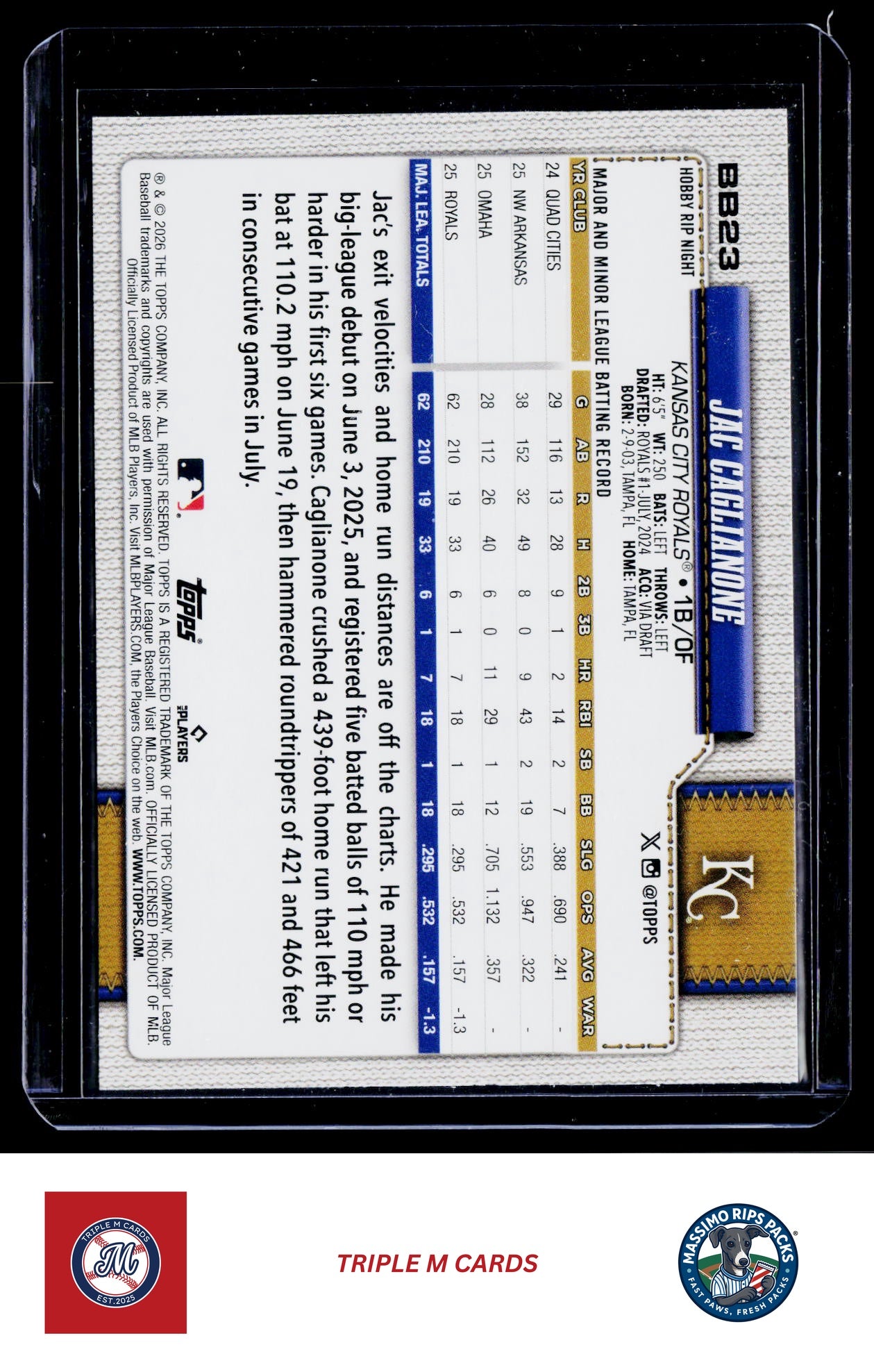 2026 Topps Rip Night #BB23 Jac Caglianone