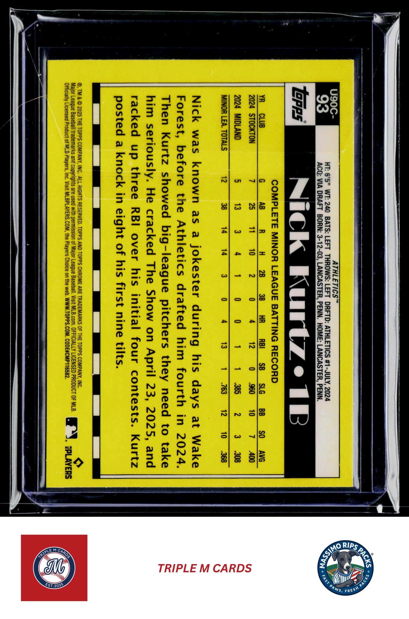 2025 Topps Update #U90C-93 Nick Kurtz