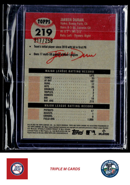 2022 Topps Chrome Platinum Anniversary #219 Jarren Duran