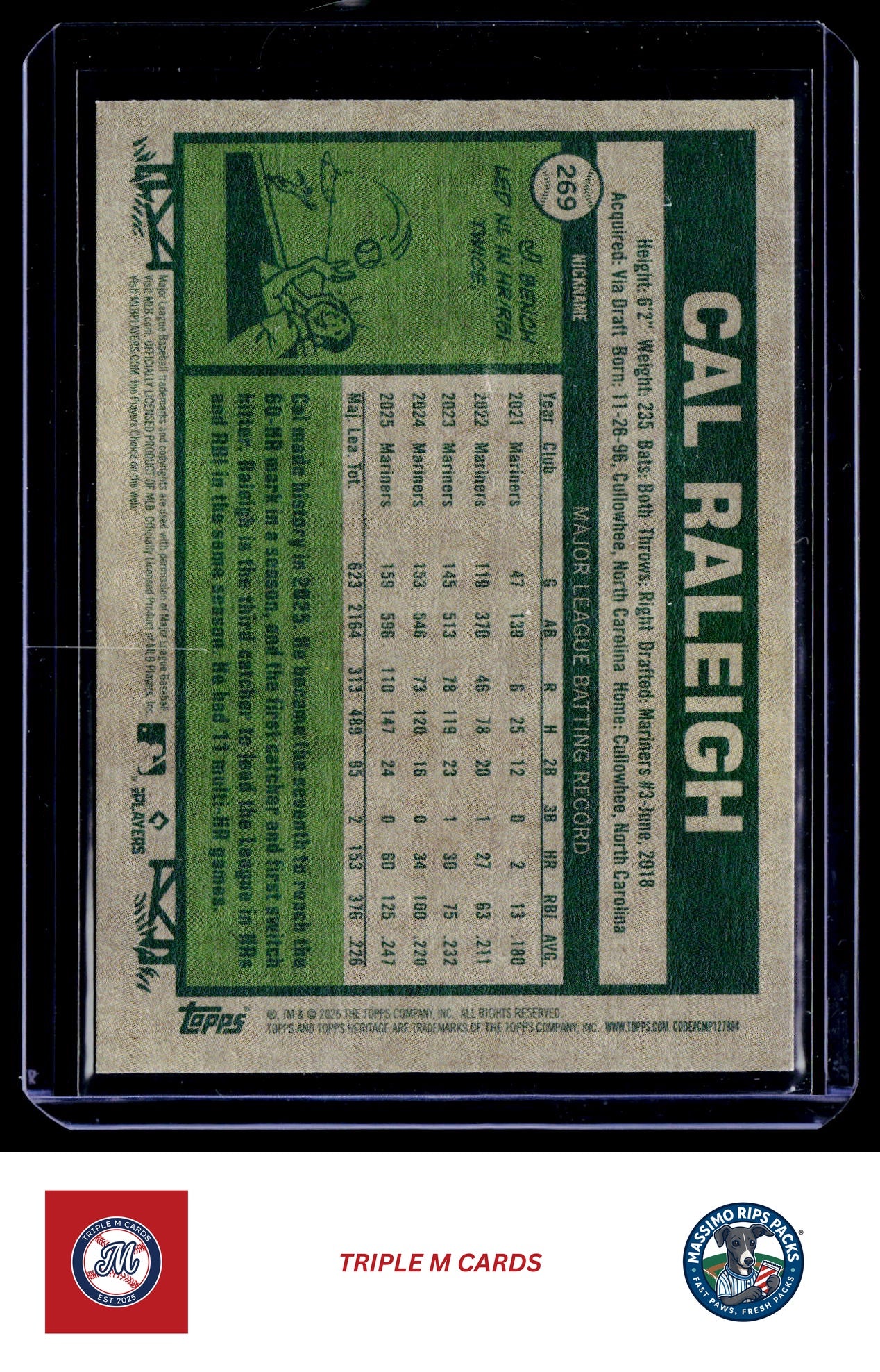 2026 Topps Heritage #269d Cal Raleigh