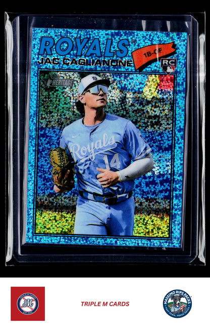 2026 Topps Heritage #136 Jac Caglianone Chrome Light Blue Sparkle Refractors