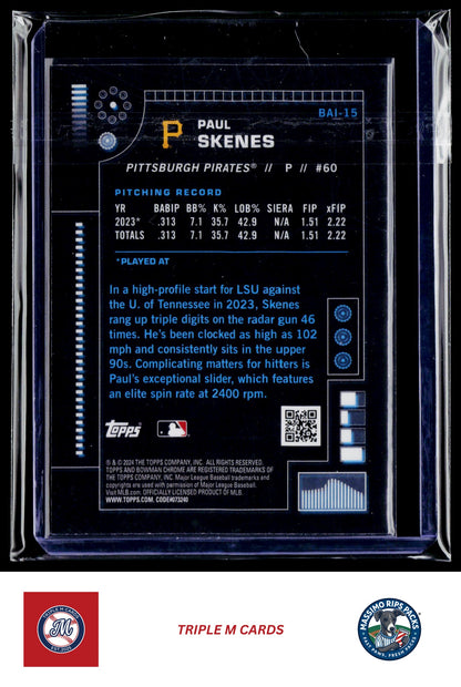 2024 Bowman #BAI-15 Paul Skenes Bowman A.I.