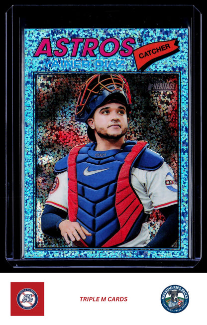 2026 Topps Heritage #219 Yainer Diaz Chrome Light Blue Sparkle Refractors